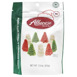 Albanese Gummi Snowmen & Trees with Snow 7.5 oz. Bag - Discover www.allcitycandy.com for bulk candy, chocolates, gummies & seasonal sweets. Perfect for parties, gifts & everyday treats—shop your favorites now!