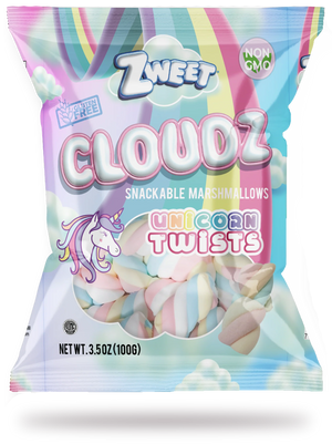 All City Candy Zweet Cloudz Unicorn Twists Marshmallows 3.5 oz. Bag- For fresh candy and great service, visit www.allcitycandy.com