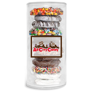 Signature Assorted Hand Dipped Pretzel Twists 12 pc. Tube - Visit www.allcitycandy.com for great candy, service and delicious treats.