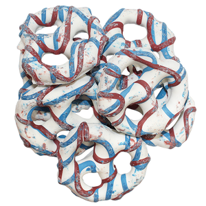 Patriotic Frosted Pretzels 3 lb. Bulk Bag - Visit www.allcitycandy.com for great candy, service and delicious treats.
