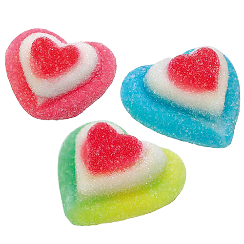 All City Candy Vidal Triple Hearts Assorted Colors 4.4 lb. Bulk Bag Bulk Unwrapped Vidal Candies For fresh candy and great service, visit www.allcitycandy.com