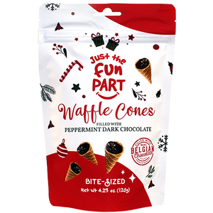 Just the Fun Part Waffle Cone Peppermint Dark Chocolate 4.23 oz. Bag - For fresh candy and great service, visit www.allcitycandy.com
