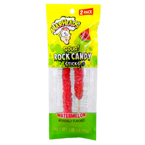 Warheads Sour Rock Candy Sticks Watermelon 2 Count 1.06 oz. Bag - Visit www.allcitycandy.com for great candy and delicious treats! 