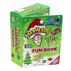 For fresh candy and great service, visit www.allcitycandy.com - Warheads Sour Taffy Holiday Fun Book 3.38 oz.