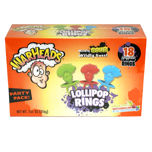 For fresh candy and great service, visit www.allcitycandy.com - WarHeads Halloween Lollipop Rings 18 count Party Pack 7.61 oz.