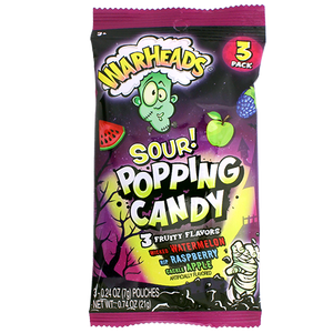 Warheads Sour Popping Candy 3 Pack 0.74 oz. Bag - For fresh candy and great service, visit www.allcitycandy.com