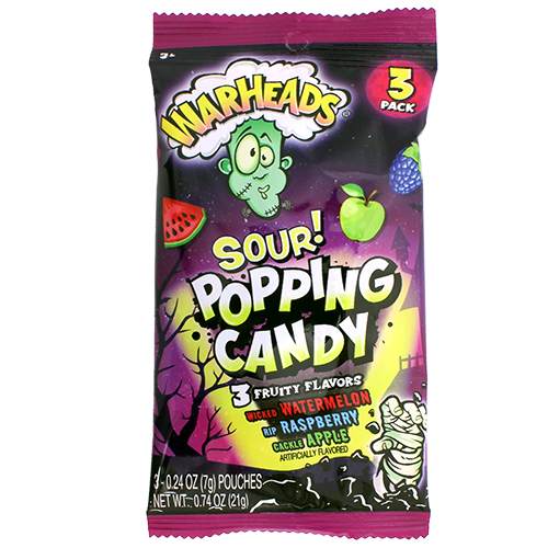 Warheads Sour Popping Candy 3 Pack 0.74 oz. Bag - For fresh candy and great service, visit www.allcitycandy.com