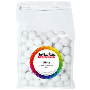 All City Candy 1" White Gumballs Tutti Fruiti 3 lb. Bulk Bag - Visit www.allcitycandy.com for great candy and delicious treats!