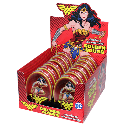 Wonder Woman Strawberry Lemonade Golden Sours 1.2 oz. Tin - All City Candy