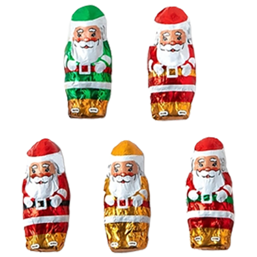 Madelaine Miniature Foil Wrapped Chocolate Santas - Bulk Bags www.allcitycandy.com for fresh and delicious candy treats