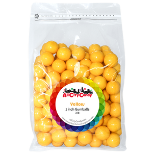 All City Candy 1" Yellow Gumballs Banana Flavored 3 lb. Bulk Bag - Visit www.allcitycandy.com for delicious treats and great candy!