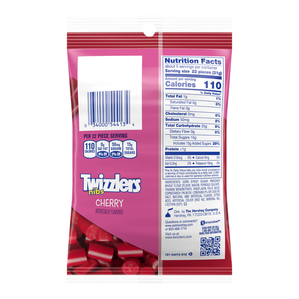 Twizzlers Nibs Cherry Licorice Candy Bits 6oz. Bag All City Candy