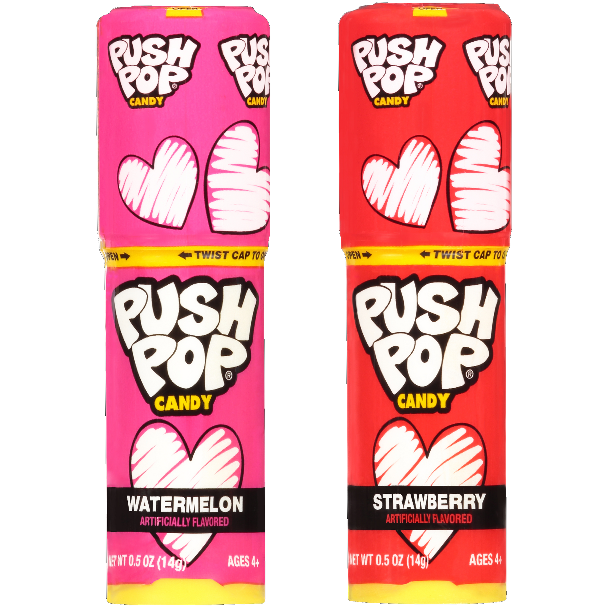 All City Candy Valentines Push Pop Strawberry/ Watermelon 0.5 oz. 1 Pop Lollipops & Suckers Bazooka Candy Brands For fresh candy and great service, visit www.allcitycandy.com