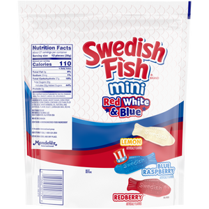 Swedish Fish Mini Red White & Blue Soft & Chewy Candy - 1.8 lb Resealable  Bag