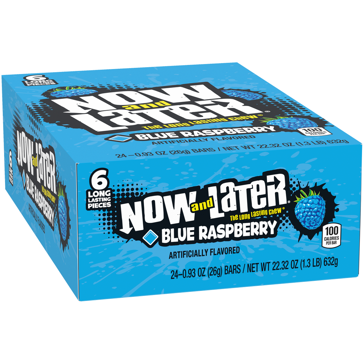 All City Candy Now and Later Blue Raspberry Candy 6-Pack Case of 24 Taffy Ferrara Candy Company For fresh candy and great service, visit www.allcitycandy.com