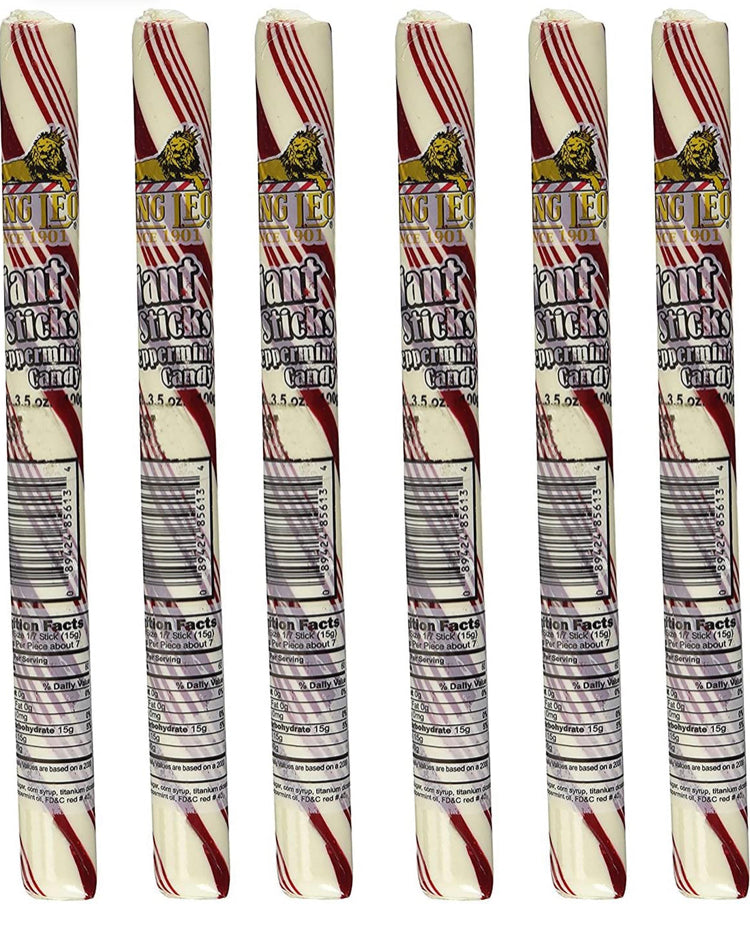 All City Candy King Leo Giant Red and White Peppermint Stick 3.5 oz Walnut Creek Foods For fresh candy and great service, visit www.allcitycandy.com