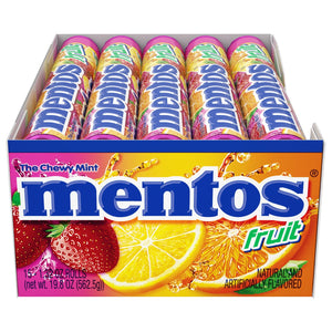 All City Candy Mentos Fruit Chewy Mints - 1.32-oz. Roll Mints Perfetti Van Melle Case of 15 For fresh candy and great service, visit www.allcitycandy.com