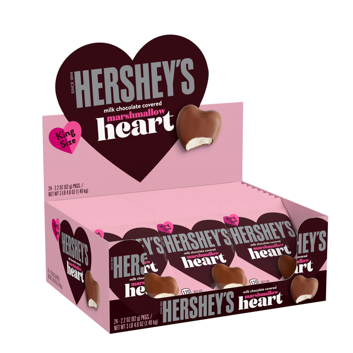Hershey's Milk Chocolate Marshmallow Heart - 2.2 oz www.allcitycandy.com for fresh and delicious sweet candy treats.