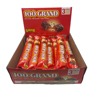 All City Candy 100 Grand King Size 2.25 oz. 3 Piece Share Pack Case of 24 Candy Bars Ferrero For fresh candy and great service, visit www.allcitycandy.com