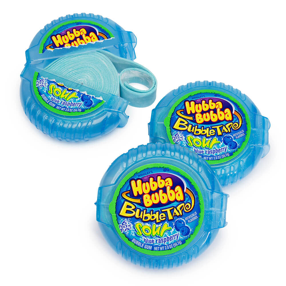 Hubba Bubba Sour Blue Raspberry Bubble Tape Bubble Gum - 6 Foot Roll