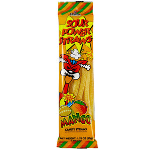 All City Candy Sour Power Mango Candy Straws - 1.75-oz. Pack Sour Dorval Trading 1 Pack For fresh candy and great service, visit www.allcitycandy.com