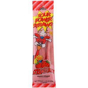 All City Candy Sour Power Strawberry Candy Straws - 1.75-oz. Pack Sour Dorval Trading 1 Package For fresh candy and great service, visit www.allcitycandy.com