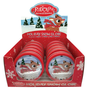 All City Candy Rudolph Snow Globe 1.5 oz. Tin Case of 12 Novelty Boston America For fresh candy and great service, visit www.allcitycandy.com