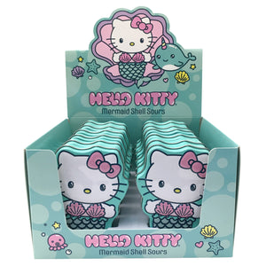 All City Candy Hello Kitty Mermaid Seashell Shaped Sour Candy - 1-oz Tin Case of 12 Novelty Boston America For fresh candy and great service, visit www.allcitycandy.com