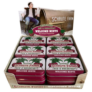 All City Candy The Office: Schrute Farms Beet Shaped Welcome Mints - 1.5-oz. Tin Case of 18 Novelty Boston America For fresh candy and great service, visit www.allcitycandy.com
