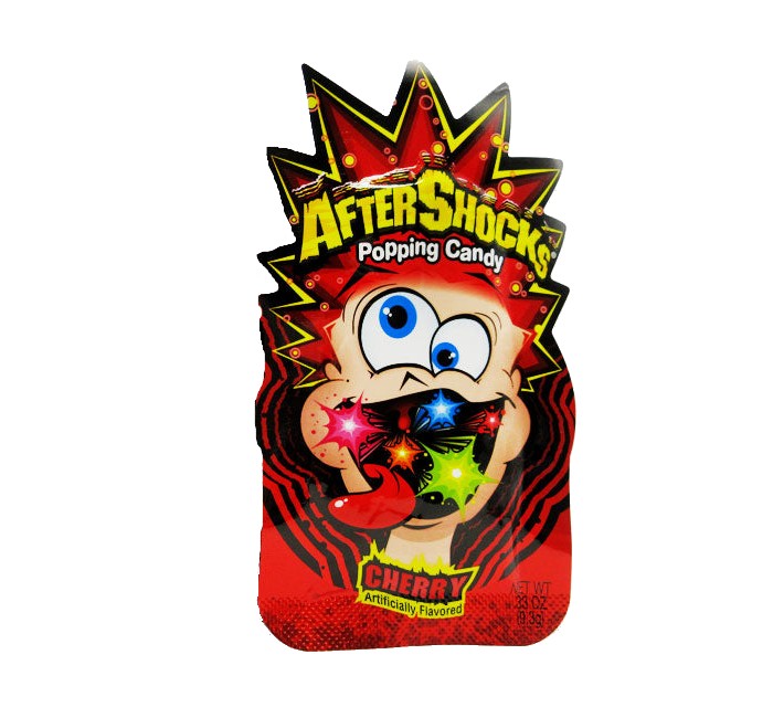 All City Candy Aftershocks Popping Candy Cherry 0.33 oz. Pouch Case of 24 The Foreign Candy Company Inc. For fresh candy and great service, visit www.allcitycandy.com