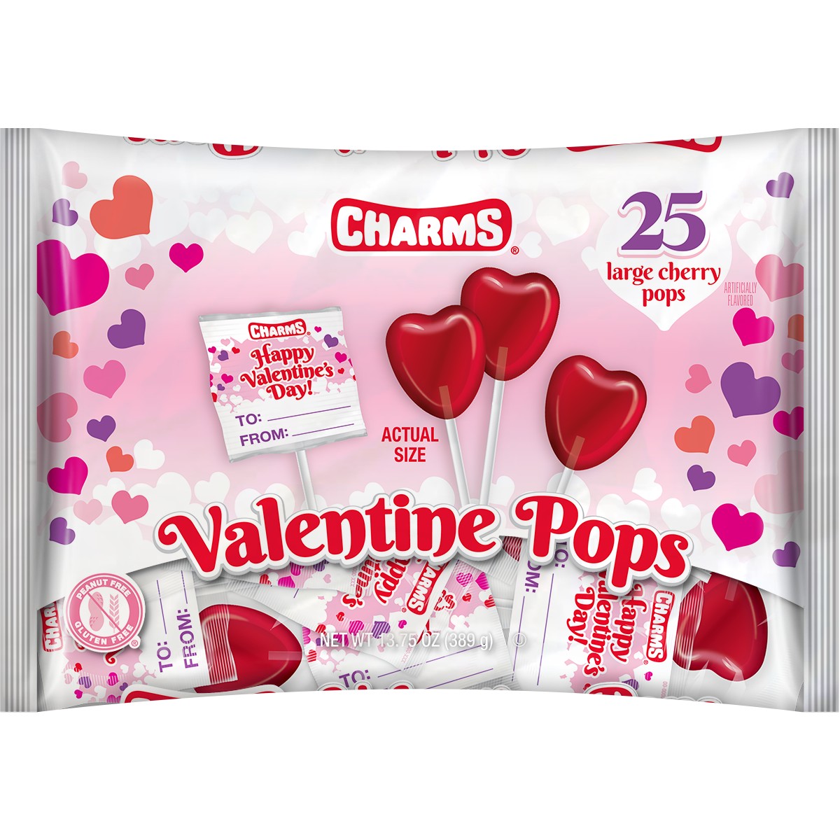 All City Candy Charms Cherry Valentine Pops 25 count Bag 1 Bag Charms Candy (Tootsie) For fresh candy and great service, visit www.allcitycandy.com