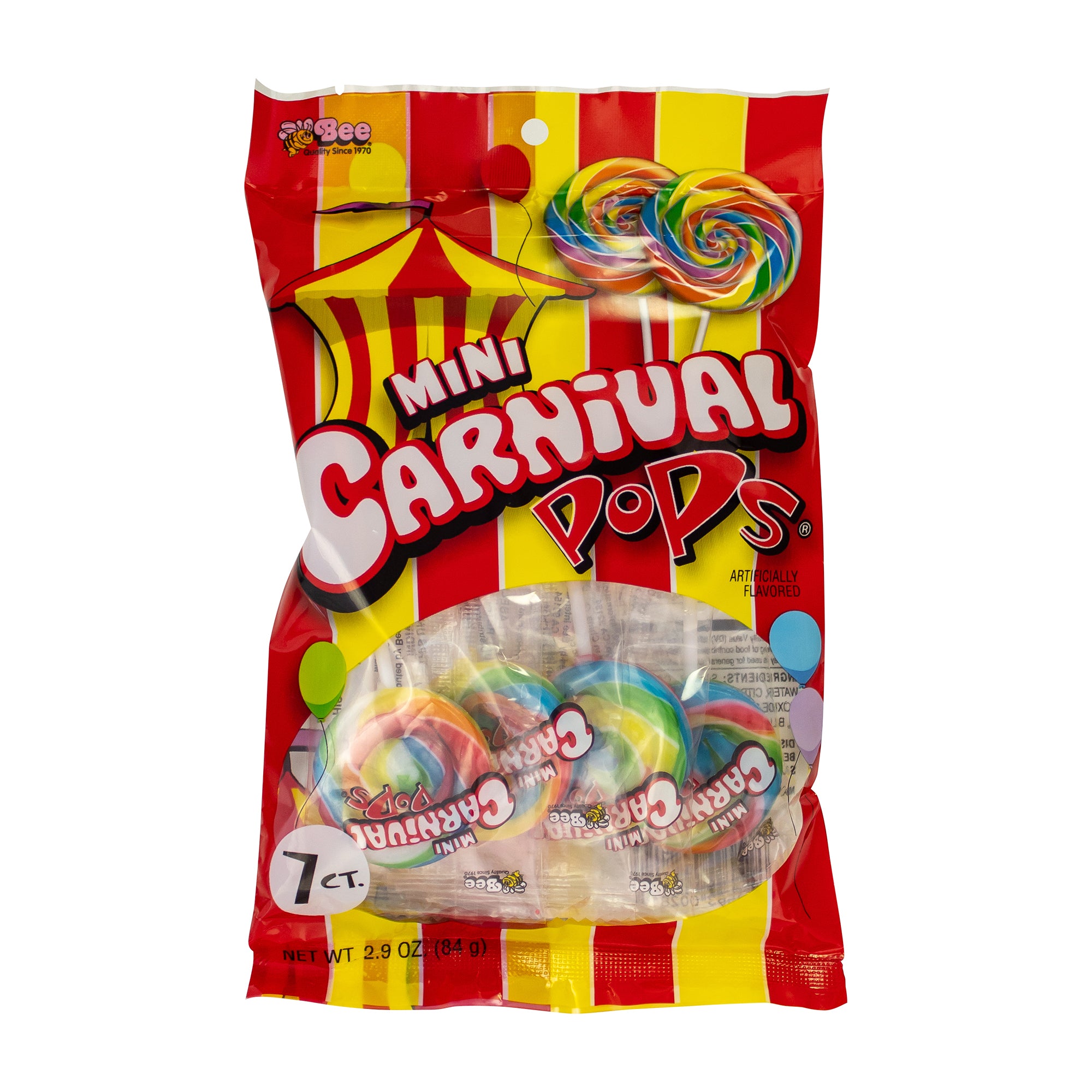 Bee Mini Carnival Pops 7 Count Bag - All City Candy
