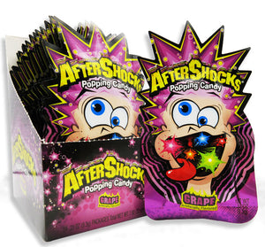 All City Candy Aftershocks Popping Candy Grape 0.33 oz. Pouch Case of 24 The Foreign Candy Company Inc. For fresh candy and great service, visit www.allcitycandy.com