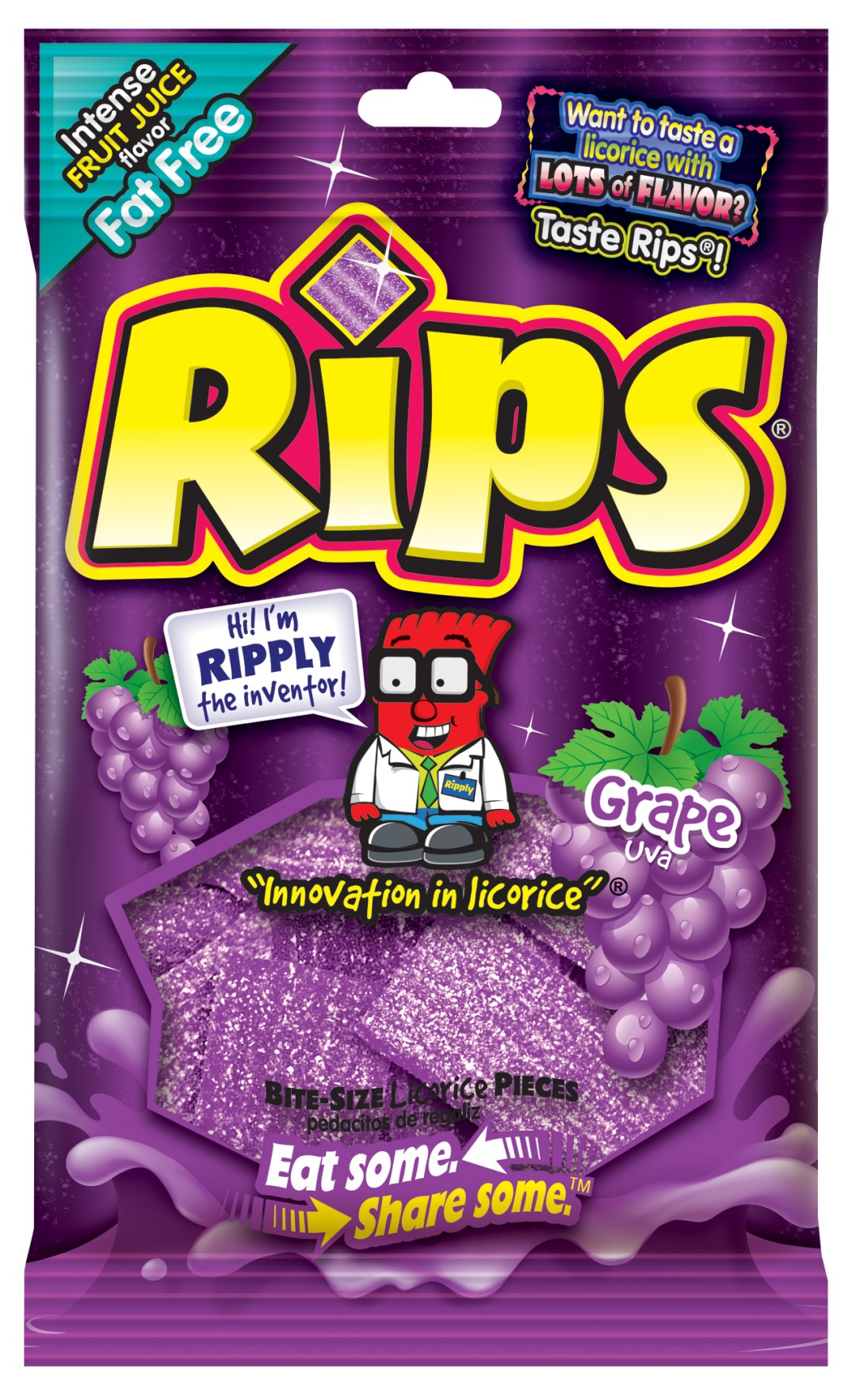All City Candy Rips Bite-Size Grape Pieces 4 oz. Bag The Foreign Candy Company Inc. For fresh candy and great service, visit www.allcitycandy.com