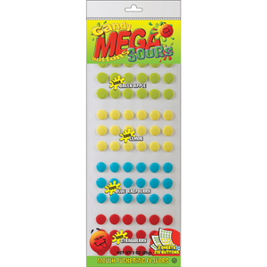All City Candy Sour Mega Candy Buttons Novelty Stichler Products Case of 24 3-oz. Packs For fresh candy and great service, visit www.allcitycandy.com