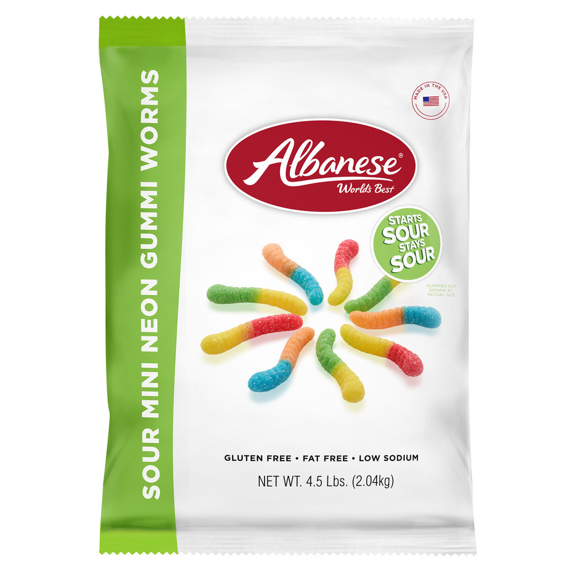 All City Candy Mini Sour Neon Gummi Worms - Bulk Bags Bulk Unwrapped Albanese Confectionery For fresh candy and great service, visit www.allcitycandy.com