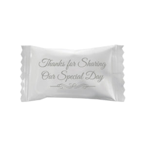 All City Candy Hospitality Mint Wedding "Thanks for Sharing Our Special Day" Wrapped Buttermints - 110 Count Bag Hospitality Mints For fresh candy and great service, visit www.allcitycandy.com