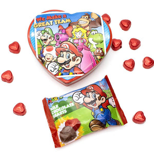 All City Candy Valentine's Super Mario Heart Tin with Milk Chocolate 3.6oz Frankford Candy For fresh candy and great service, visit www.allcitycandy.com