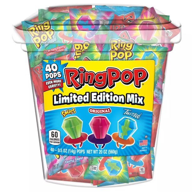 All City Candy Ring Pop Candy - Tub of 40 Limited Edition Mix Lollipops & Suckers Topps For fresh candy and great service, visit www.allcitycandy.com