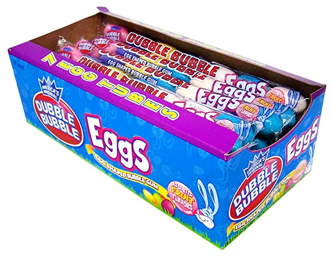 All City Candy Dubble Bubble Eggs Egg-Shaped Bubble Gum - 2.1-oz. Tube 1 Tube Easter Concord Confections (Tootsie) For fresh candy and great service, visit www.allcitycandy.com