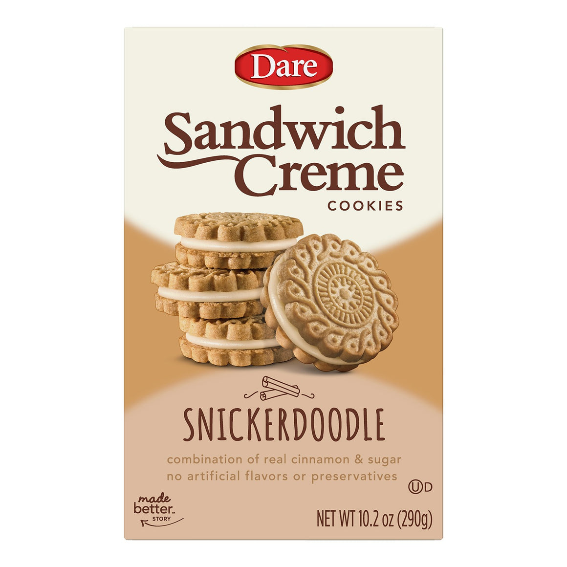 Dare Snickerdoodle Creme Cookies 10.2 oz. Box - For fresh candy and great service, visit www.allcitycandy.com