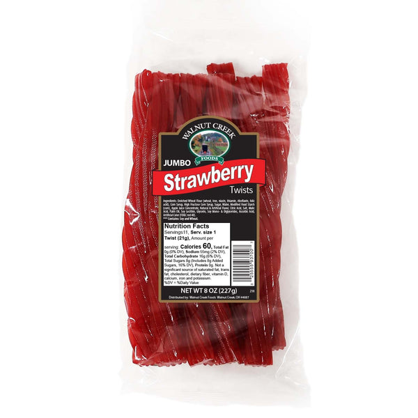 Walnut Creek Jumbo Strawberry Licorice Twists 8oz. Bag All City Candy