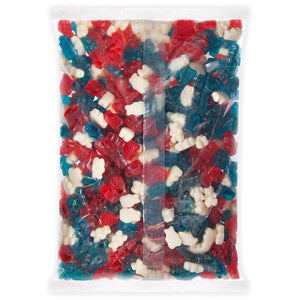 All City Candy Red, White & Blue Freedom Gummi Bears - 5 lb Bag Albanese Confectionery For fresh candy and great service, visit www.allcitycandy.com