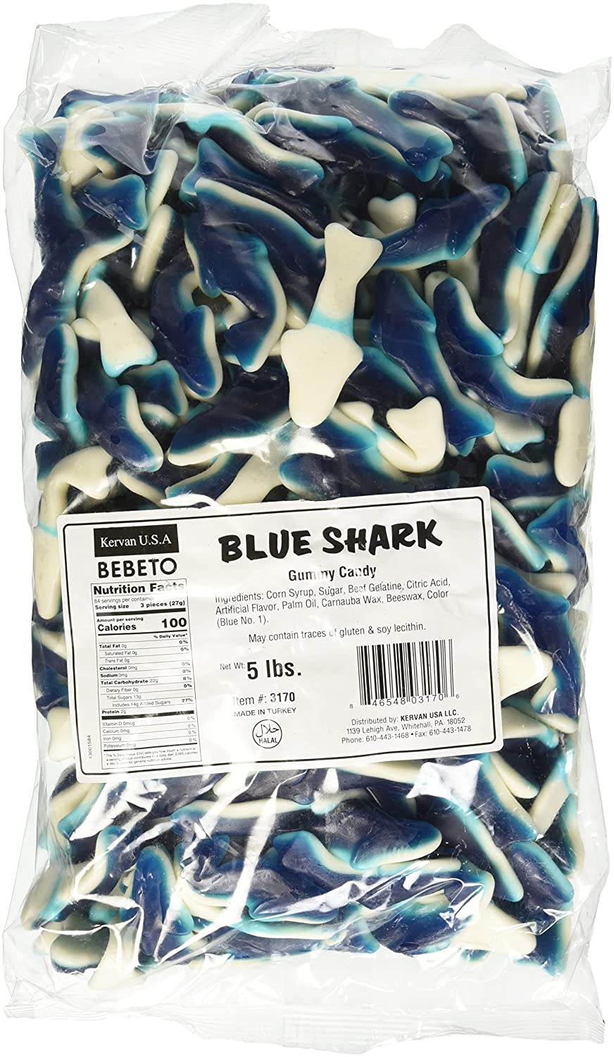 All City Candy Kervan Blue Shark Gummy Candy 5 lb. Bulk Bag For fresh candy and great service, visit www.allcitycandy.com