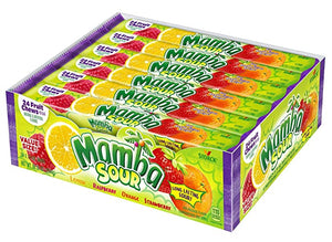 All City Candy Mamba Sour Fruit Chews Stick 3.73 oz. - Case of 24 Sour Storck For fresh candy and great service, visit www.allcitycandy.com
