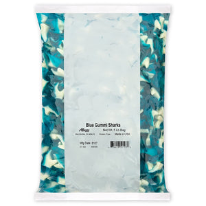 All City Candy Albanese Blue Gummi Sharks Bulk Bags  5 lb bag Bulk Unwrapped - Albanese Confectionery For fresh candy and great service, visit www.allcitycandy.com