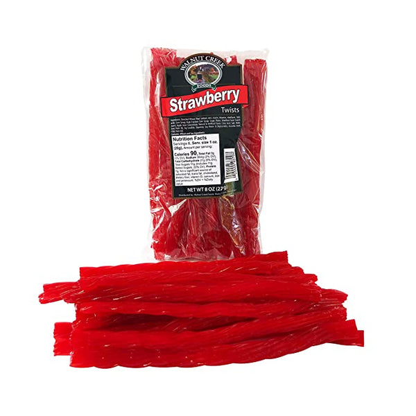 Walnut Creek Jumbo Strawberry Licorice Twists 8oz. Bag All City Candy