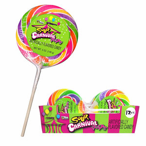 All City Candy Bee Giant Sour Carnival Pops 4.25 oz. Case of 12 Bee International Candy For fresh candy and great service, visit www.allcitycandy.com