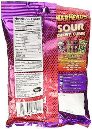 All City Candy WarHeads Sour Chewy Cubes Candy - 5-oz. Bag Sour Impact Confections For fresh candy and great service, visit www.allcitycandy.com