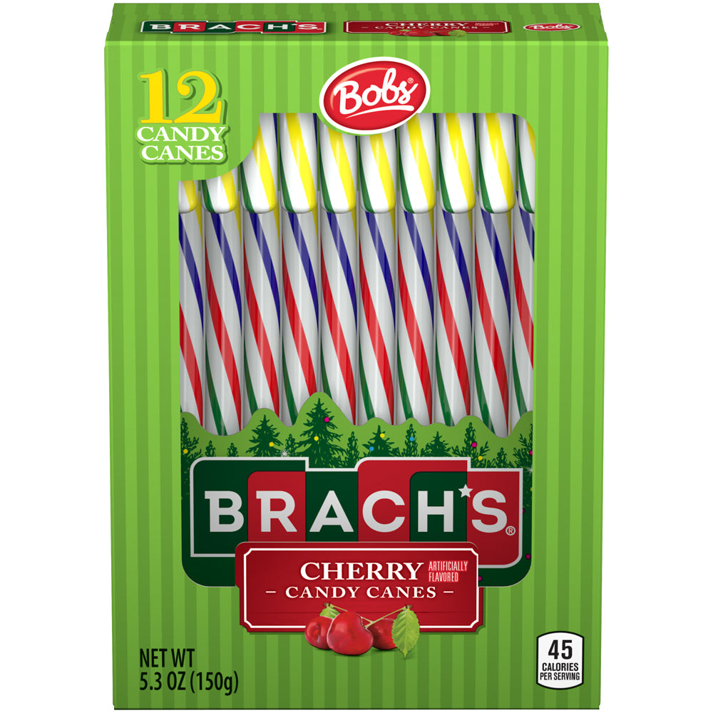 All City Candy Brach's Bob's Cherry Candy Canes - Box of 12 For fresh candy and great service, visit www.allcitycandy.com